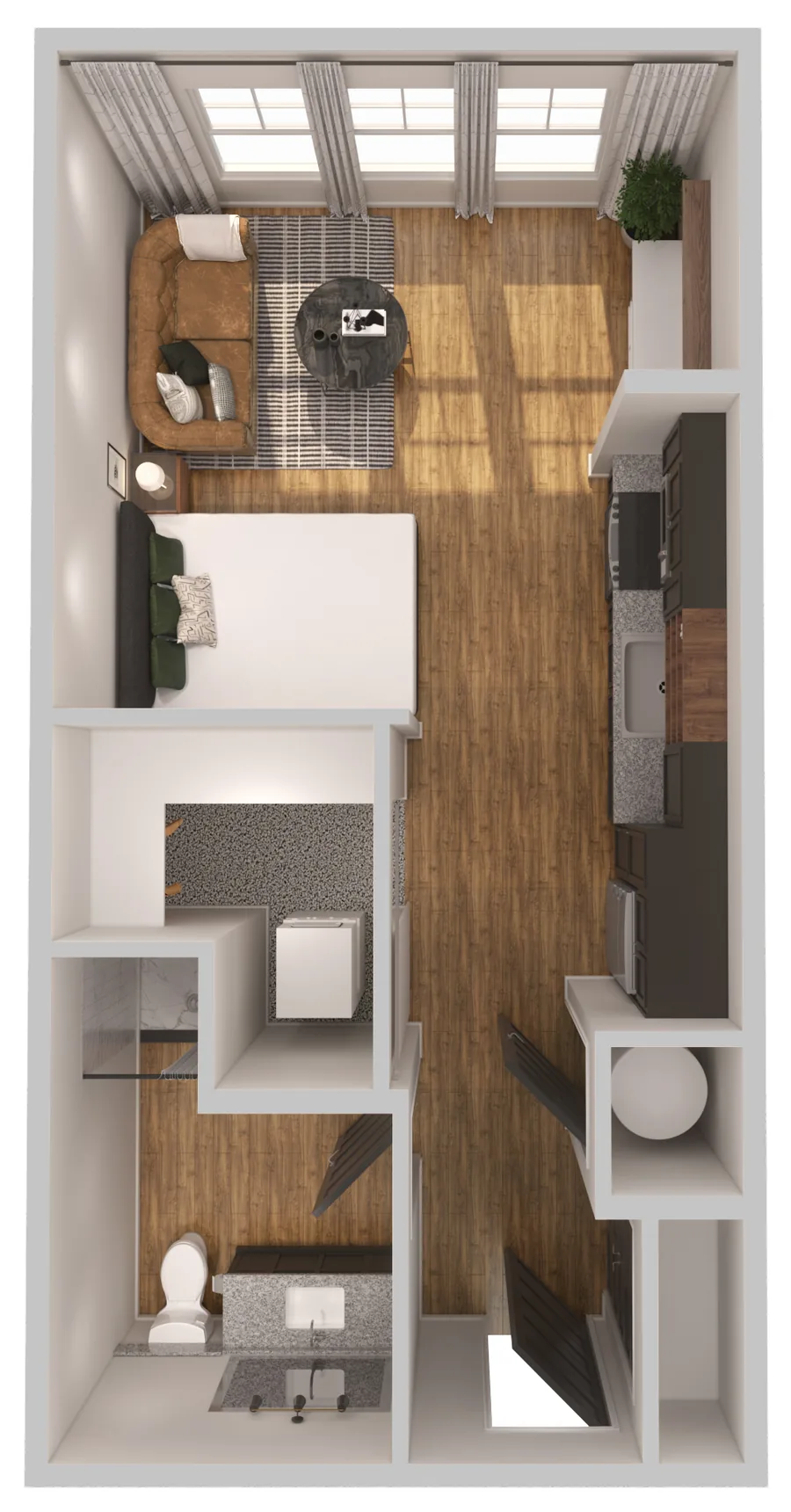 S1 studio apartment floor plan at The Fitzroy Grove, 503 square feet